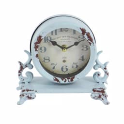 LITTON LANE 7 in. Burgundy Red and Mint Green Round Table Clocks with Scrollwork Base, Set of 2 thumbnail 8
