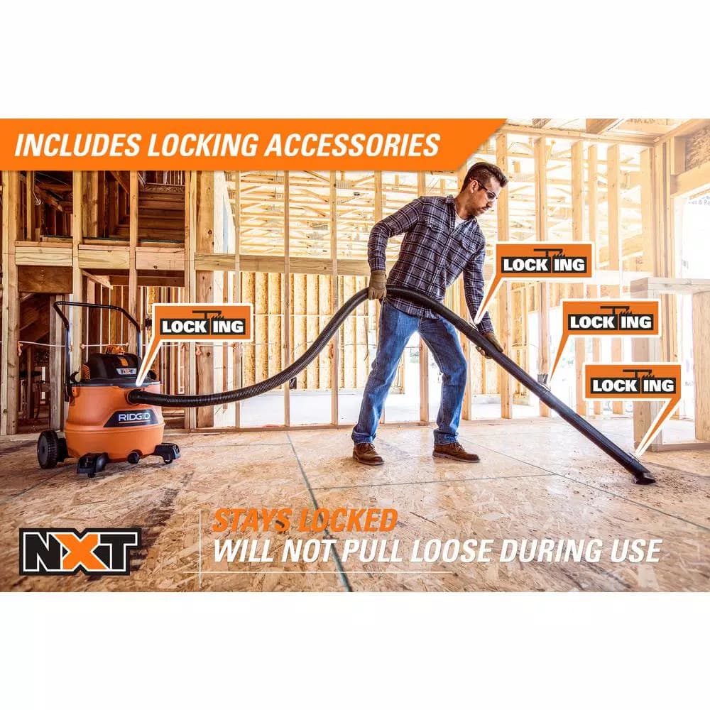 RIDGID 16 Gal. 6.5 Peak HP NXT Wet/Dry Shop Vacuum with Accessory Cart and Locking Tools
