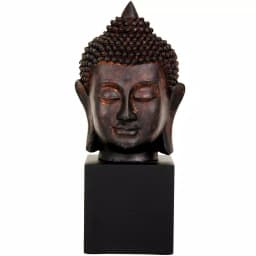 Oriental Furniture 10 in. Thai Buddha Head Decorative Statue, Faux Bronze Patina thumbnail 1