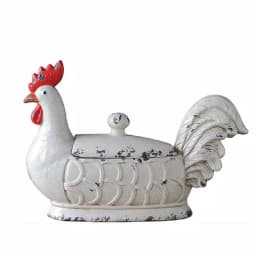 3R Studios 20 in. Stoneware Rooster Decorative Container with Lid - Farmhouse Style thumbnail 1