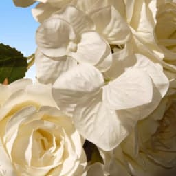 National Tree Company 16 in. White Rose Wreath with Green Leaves - Artificial Floral Wreath for Weddings and Special Occasions thumbnail 2
