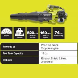 RYOBI 25cc Gas Jet Fan Handheld Blower, 520 CFM, 160 MPH thumbnail 5