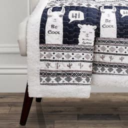 Lush Decor Llama Stripe Navy Sherpa Throw Blanket for Kids thumbnail 2