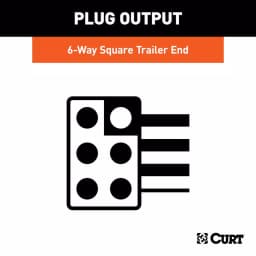 CURT 6-Way Square Trailer Side Connector Plug with 12" Color-Coded Wires thumbnail 4