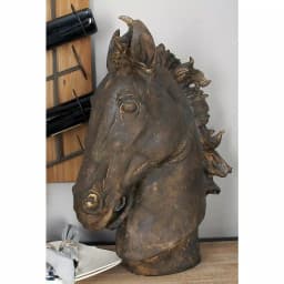 LITTON LANE Polystone Horse Head Sculpture - Rustic Brown Decorative Statuary thumbnail 1