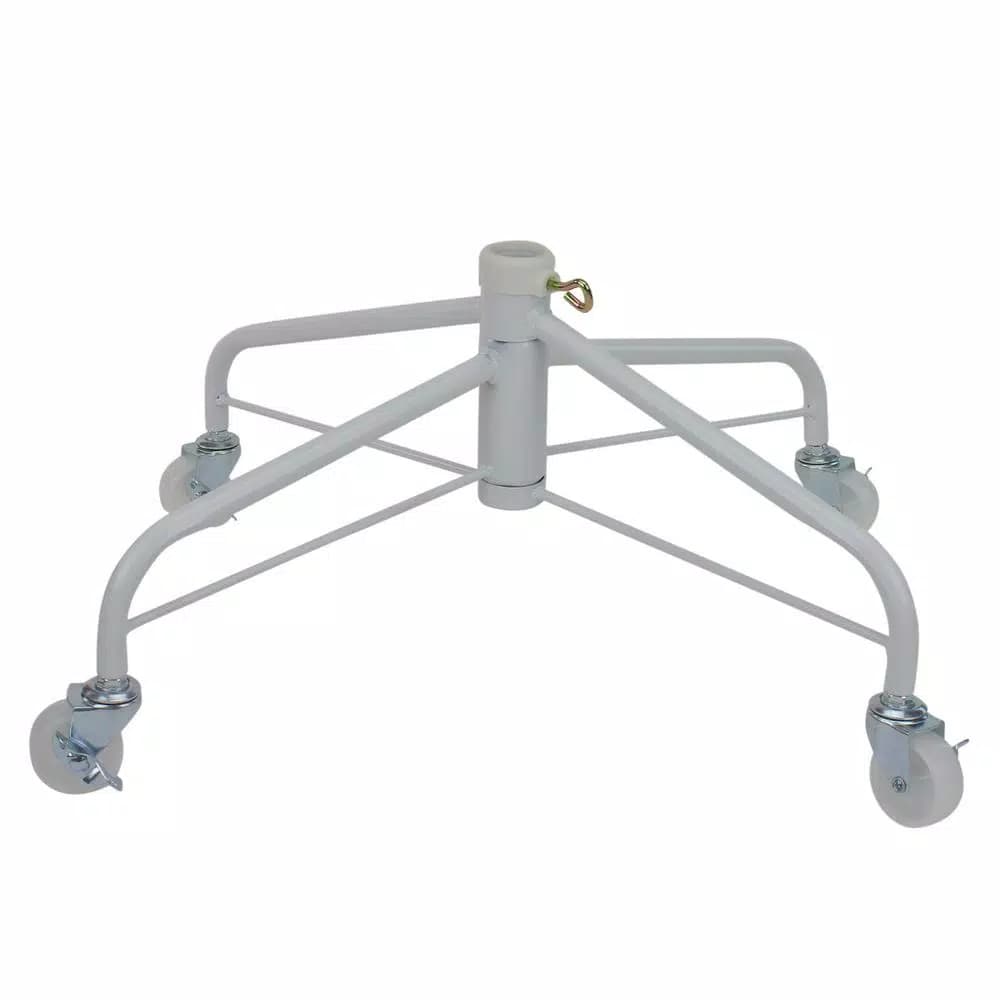 Northlight White Metal Rolling Christmas Tree Stand for 6.5 ft. to 7.5 ft. Artificial Trees