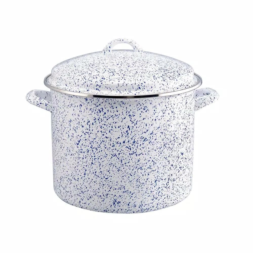 Paula Deen Enamel on Steel 12-Quart Stock Pot with Lid, White