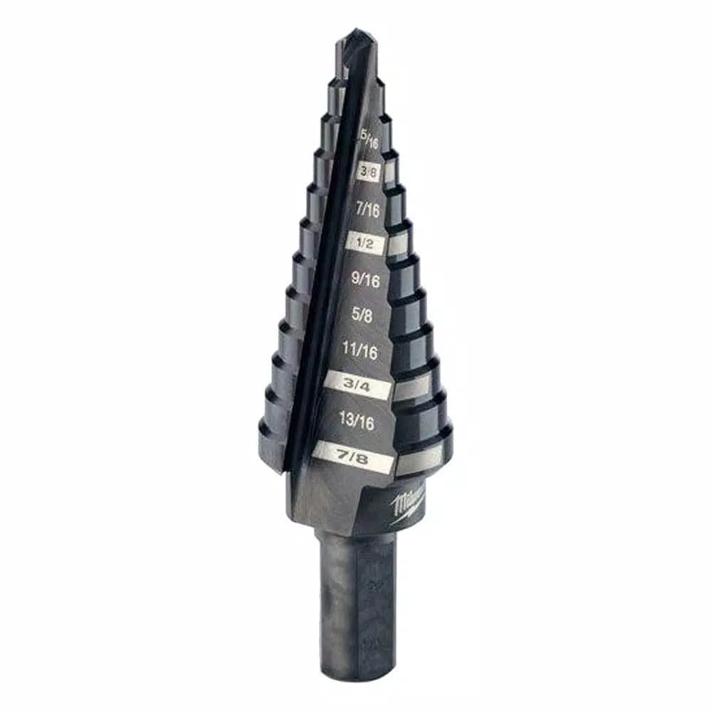 Milwaukee #4 Step Drill Bit, 3/16 in. - 7/8 in., Black Oxide, 3-Flat Shank