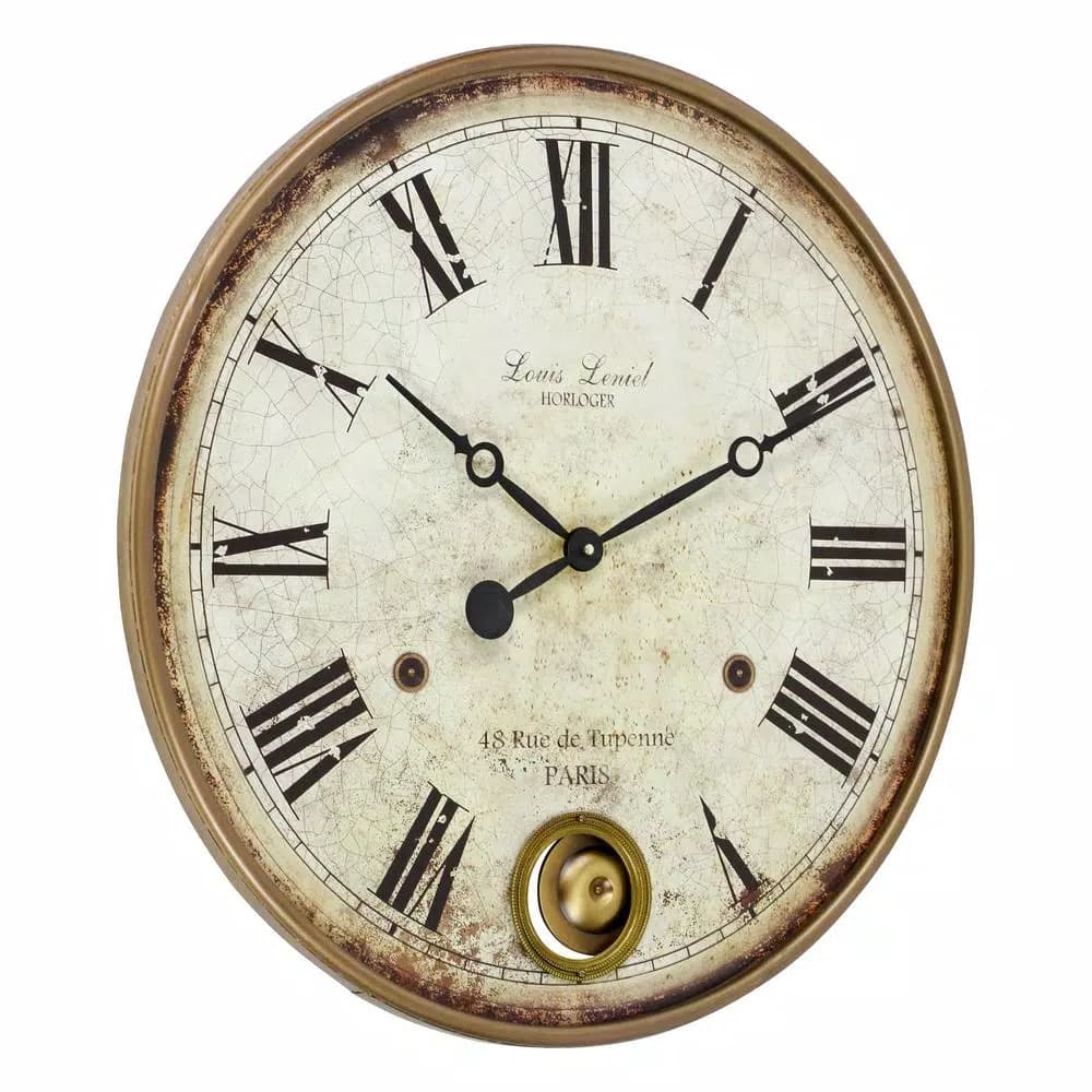 Aspire Home Accents Raleigh Brown Pendulum Wall Clock - Large Italian Provincial Analog Decor