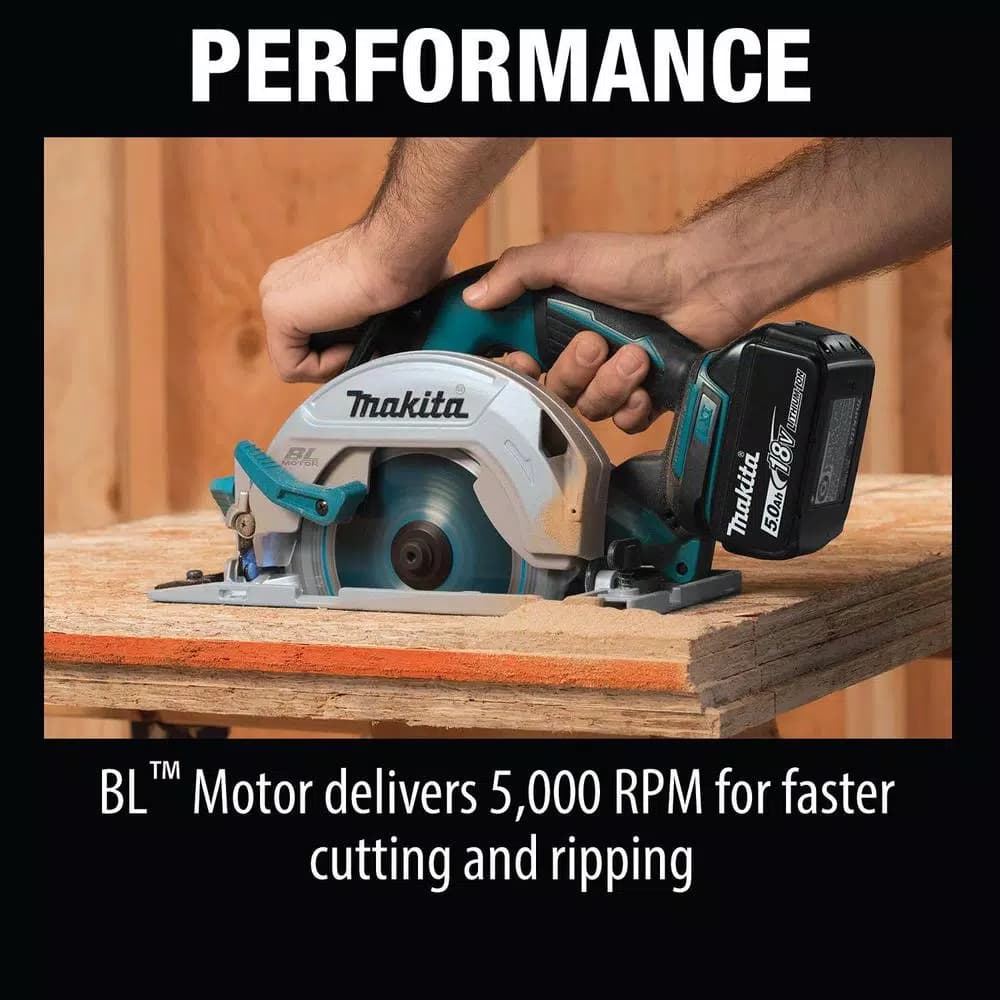 Makita 18V LXT Brushless 6-1/2 in. Cordless Circular Saw Kit with 5.0Ah Battery & Charger