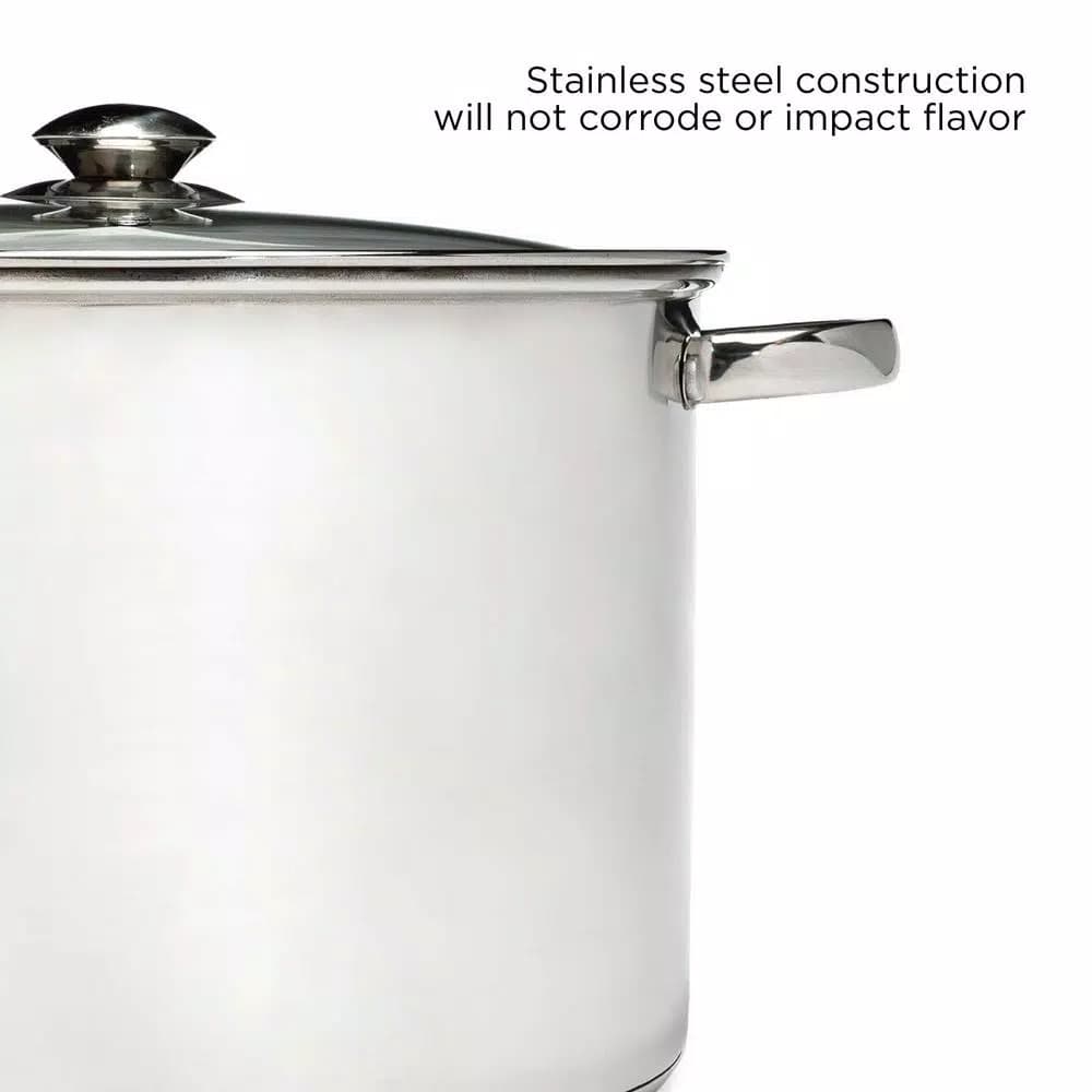 Ecolution Pure Intentions 12 Qt. Stainless Steel Stock Pot with Glass Lid
