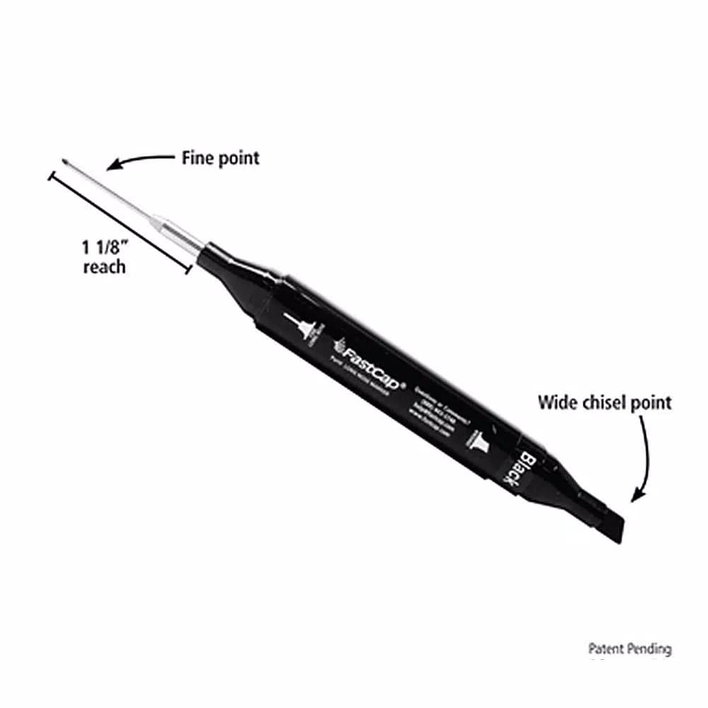 Fastcap Fast Cap Long Nose Pattern Marker, Black Permanent Waterproof Dual-Tip Marker