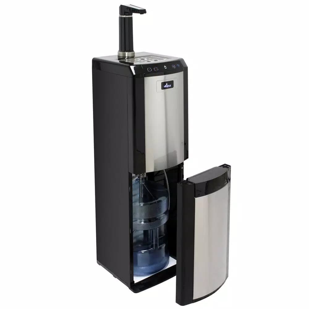 Vitapur Bottom Loading Water Cooler Dispenser with Kettle Feature, Hot/Room/Cold, Stainless Steel & Black