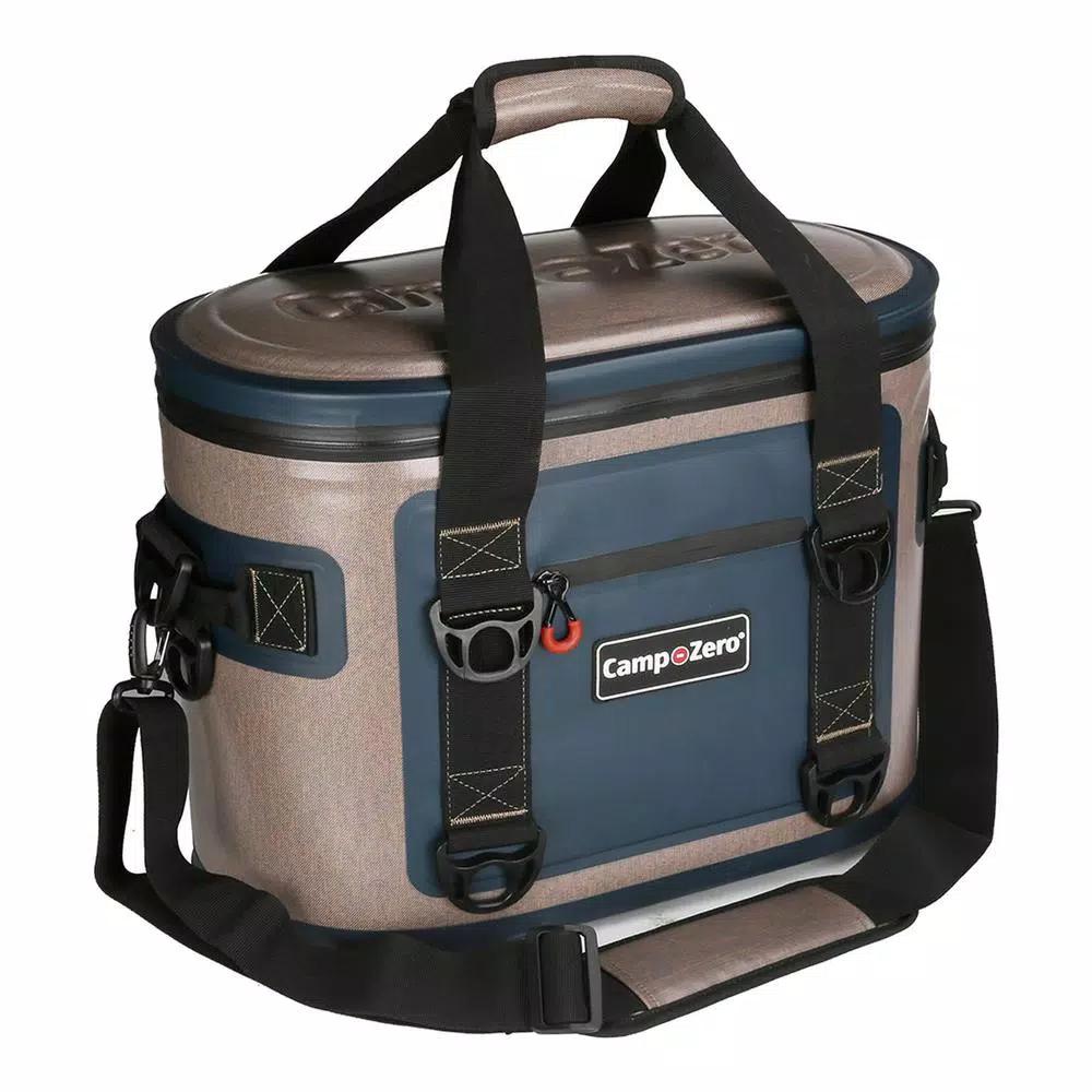 Camp-Zero 17.6 Qt. Soft Side Cooler, 30-Can Capacity, Beige and Blue