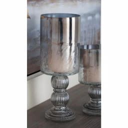 LITTON LANE 16 in. Smoked Black Cylindrical Glass Baluster Candle Holder thumbnail 1
