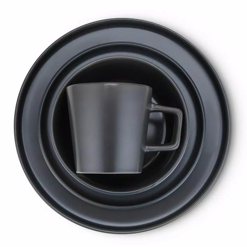 Stone Lain 16-Piece Modern Gray Matte Stoneware Dinnerware Set, Service for 4