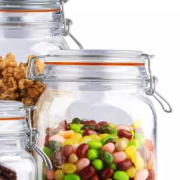 Home Basics 4-Piece Glass Kitchen Canister Set with Airtight Metal Clamp Flip Top Lids thumbnail 2