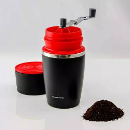 Ovente 2-in-1 Single Serve Coffee Grinder and French Press Maker with Insulated Cup, Red thumbnail 6