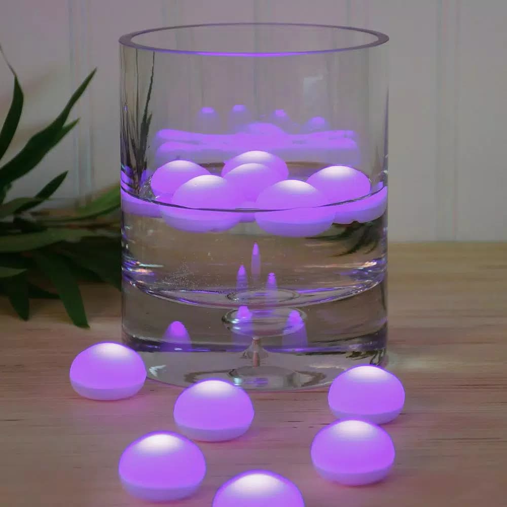 LUMABASE Purple Floating Blimp LED Lights, Waterproof Battery Operated Decorative Lights (12-Count)