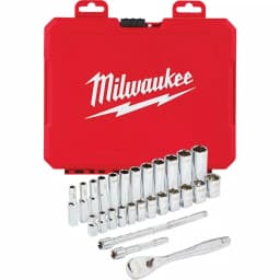 Milwaukee 28-Piece 1/4 in. Drive Metric Ratchet and Socket Set thumbnail 1