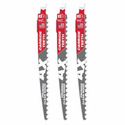 Milwaukee 9 in. Carbide Teeth Pruning Reciprocating Saw Blade, 3 TPI (3-Pack) thumbnail 6