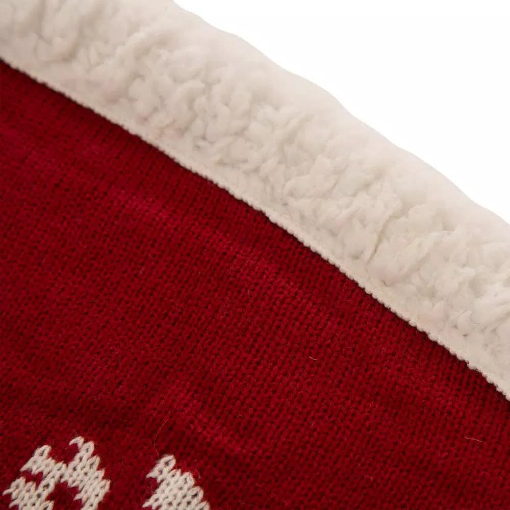 Glitzhome 48 in. Knitted Snowflake Pattern Christmas Tree Skirt