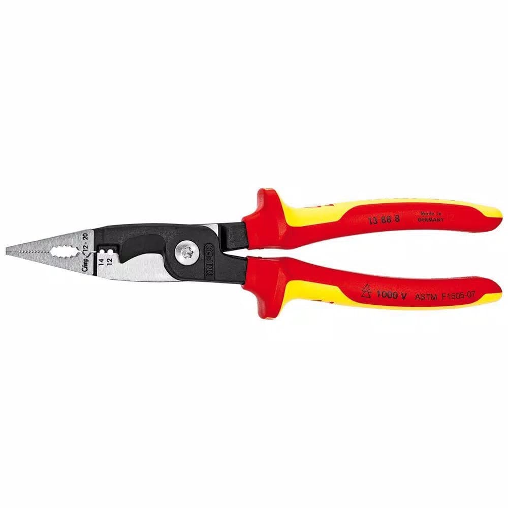 KNIPEX 8 in. Insulated Electrical Installation Pliers, 6-in-1 Multifunctional Tool