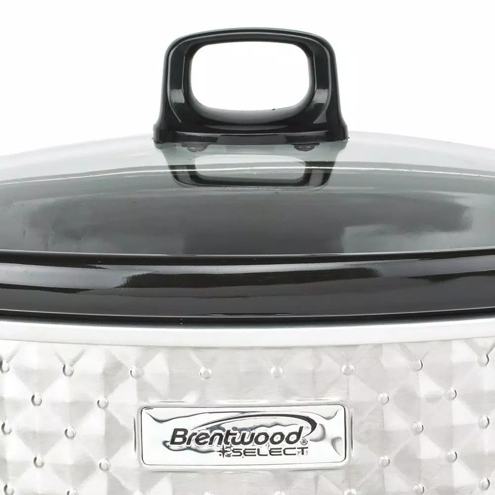 Brentwood Appliances 7 Qt. Stainless Steel Slow Cooker with Tempered Glass Lid