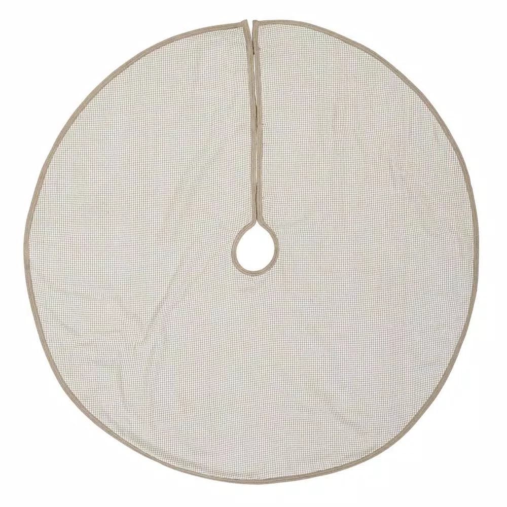VHC Brands 55 in. Pearlescent Natural Tan Coastal Christmas Tree Skirt with Snowflake Pearl Buttons