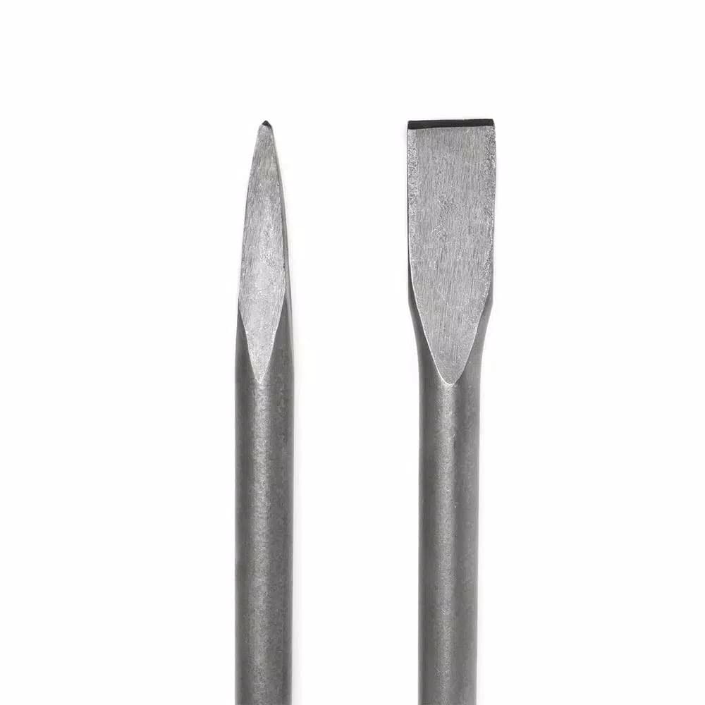 Stark 16 in. Flat and Point Chisel Set with 1-1/8 in. Hex Shank for Demolition Jack Hammers, 2-Piece