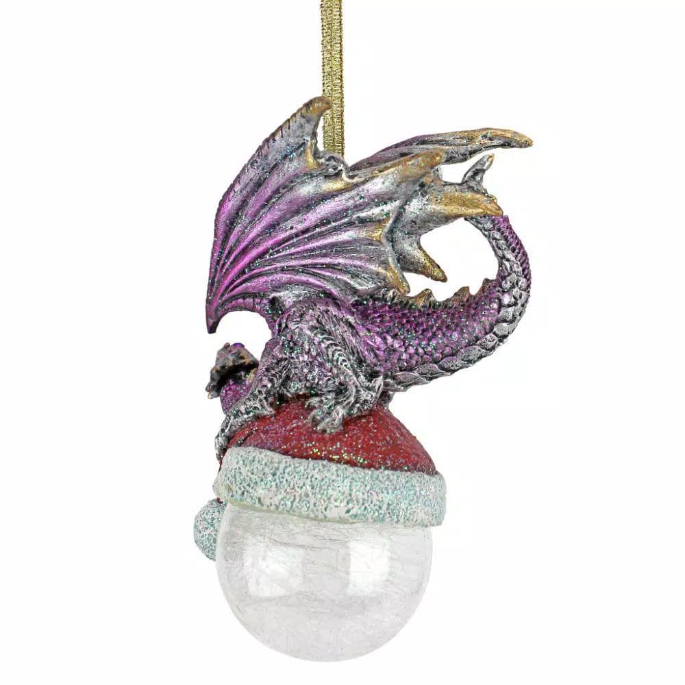 Design Toscano North Pole Dragon Holiday Ornament, Artist Liam Manchester, 6.5 in.