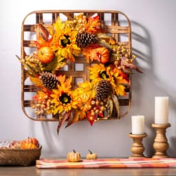 Glitzhome 24 in. Woven Tobacco Wicker Basket Wall Decor - Brown Bamboo thumbnail 1