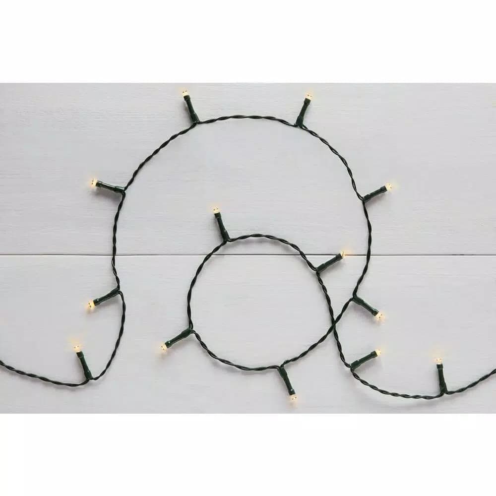 Home Accents Holiday 26 ft. 100-Light White LED Battery-Operated String Lights with Timer, 8 Functions