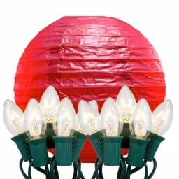 LUMABASE 10 in. Red Paper Lantern String Lights, 30 ft. Cord with 10 Incandescent Bulbs thumbnail 1