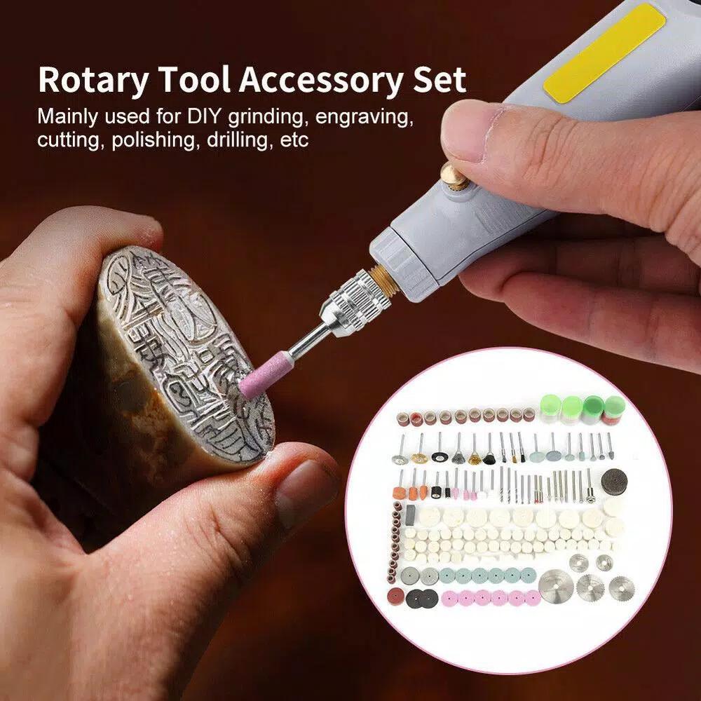 Stark 228-Piece Rotary Tool Accessory Kit for Cutting, Grinding, Engraving, and Polishing with Wooden Storage Box