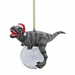 Design Toscano Blitzer the T-Rex Holiday Ornament, Hand-Painted Resin Dinosaur Collectible thumbnail 2