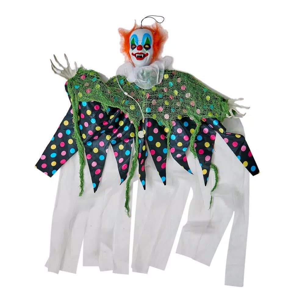 Worth Imports 36 in. Hanging Light Up Clown Halloween Decor with Flashing Eyes and Bendable Arms