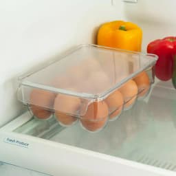 Unbranded Clear 12-Egg Holder Fridge Bin with Removable Stackable Lid thumbnail 2