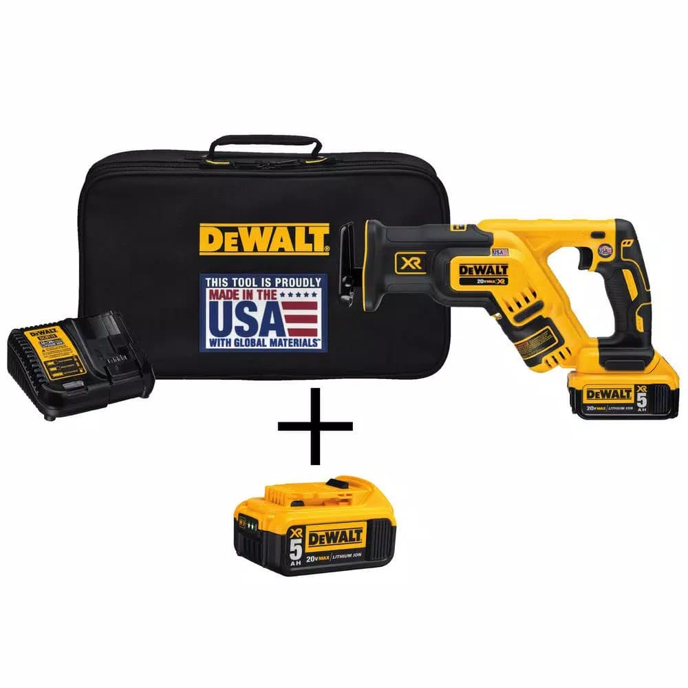 DEWALT 20V MAX XR Cordless Brushless Compact Reciprocating Saw Kit with (2) 5.0 Ah Batteries & Charger