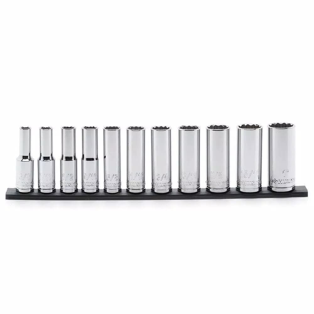 Husky 1/2 in. Drive 11-Piece SAE Deep Socket Set, 12-Point