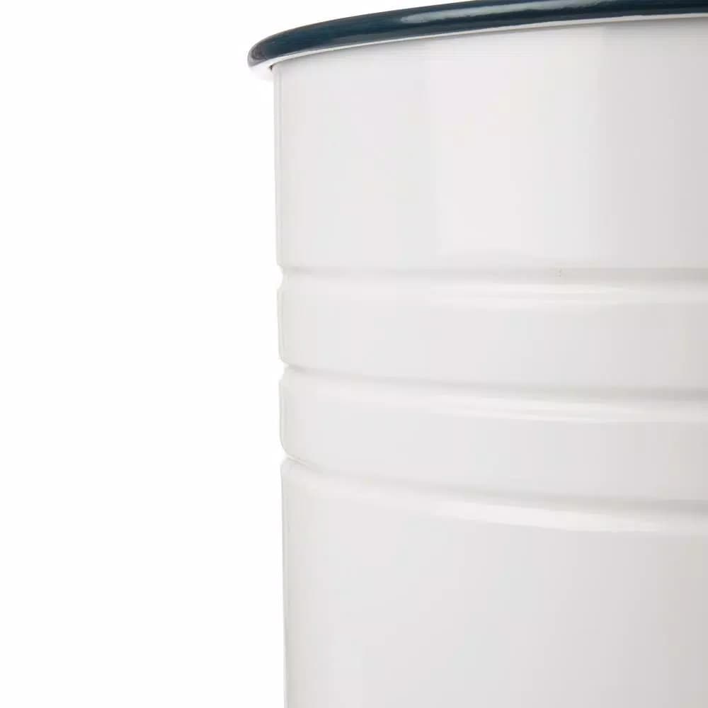 Glitzhome Farmhouse Enamel Metal Round Container Set with Wood Lids, Set of 2
