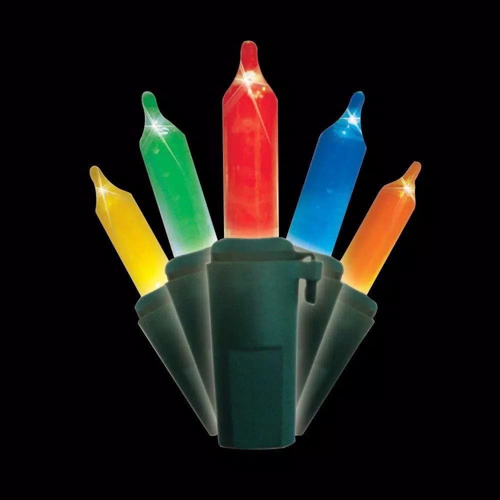 Brite Star 50-Count Multi-Color Mini LED Christmas Lights, Warm Glow, Indoor/Outdoor