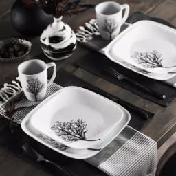 Corelle Square 16-Piece Black Trees Glass Dinnerware Set, Service for 4 thumbnail 4