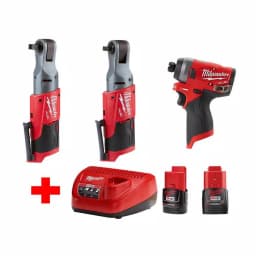 Milwaukee M12 FUEL 12V Brushless Cordless Ratchet & Impact Driver 3-Tool Combo Kit with (2) 2.0Ah Batteries thumbnail 1