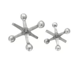 LITTON LANE Aluminum Jack Table Sculptures Set of 2 - Metallic Silver Modern Decor thumbnail 1