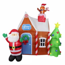 JOYDECOR 7 ft. Santa Claus & Gingerbread House Christmas Inflatable with LED Lights thumbnail 7