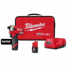 Milwaukee M12 FUEL SURGE 1/4 in. Hex Hydraulic Impact Driver Kit w/ Two 2.0 Ah Batteries & Bag thumbnail 1