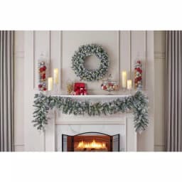 Home Accents Holiday 9 ft. Pre-Lit Flocked Frasier Fir LED Garland with Timer thumbnail 4
