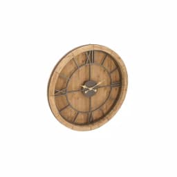 LITTON LANE 40 in. Rustic Round Cypress Wood Wall Clock with Roman Numerals thumbnail 3