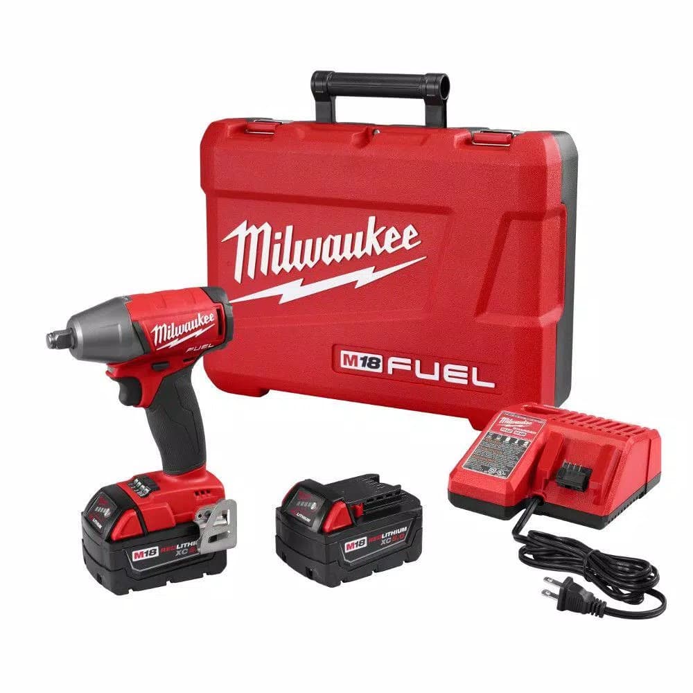 Milwaukee M18 FUEL 1/2 in. Compact Impact Wrench Kit with Two 5 Ah Batteries and Charger